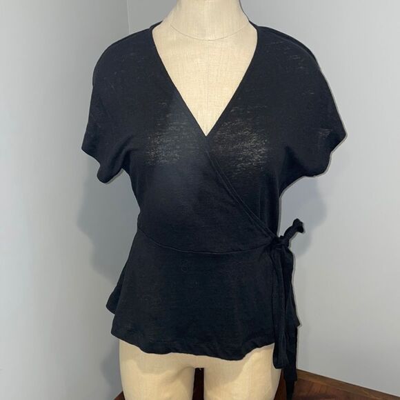 NWT Banana Republic Linen Wrap Short Sleeve Top Size SP - Picture 1 of 10